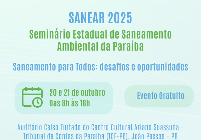 João Pessoa sediará o 3º SANEAR-PB em outubro de 2025