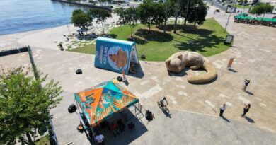 Intervenção com esculturas gigantes transforma a Praça Mauá