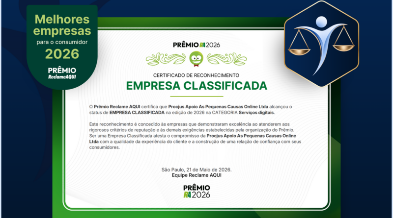 Procjus é classificada para o Prêmio Reclame AQUI 2026