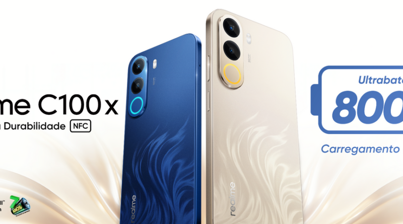A realme lança C100x com bateria de 8.000 mAh no Brasil