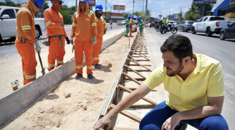 Prefeito Renato Junior vistoria obras em canteiros centrais na zona Norte com reestruturação para devolver a autoestima de Manaus