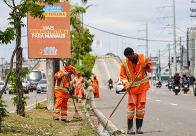 Prefeitura de Manaus mobiliza mais de 60 trabalhadores para intensificar serviços de limpeza na avenida Max Teixeira