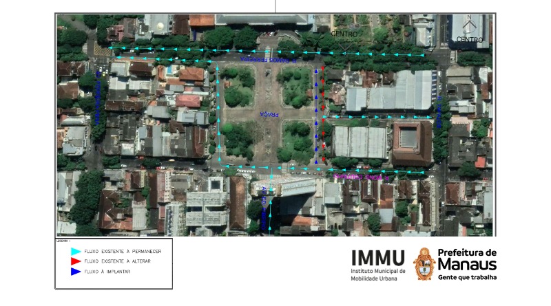 Em nota, a Prefeitura de Manaus informa teste operacional com inversão de sentido na rua do Congresso, no Centro